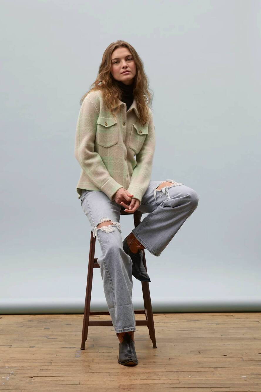 NEW POWDER PUFF COLLECTION cashmere work shirt in plaid